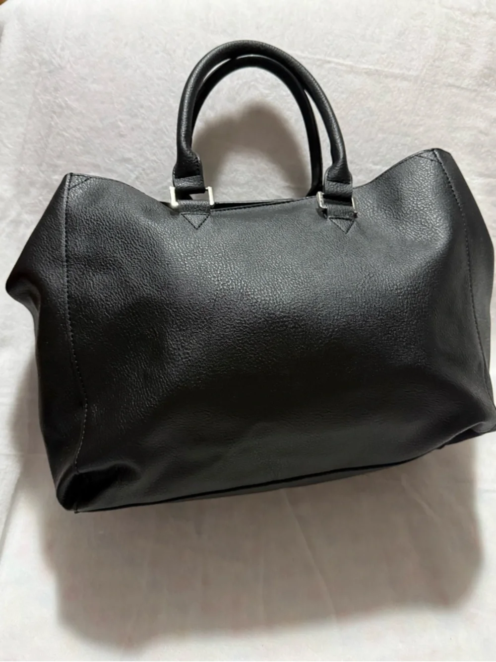 Steve Madden Black Structured Satchel Tote w/ Scarf Accent